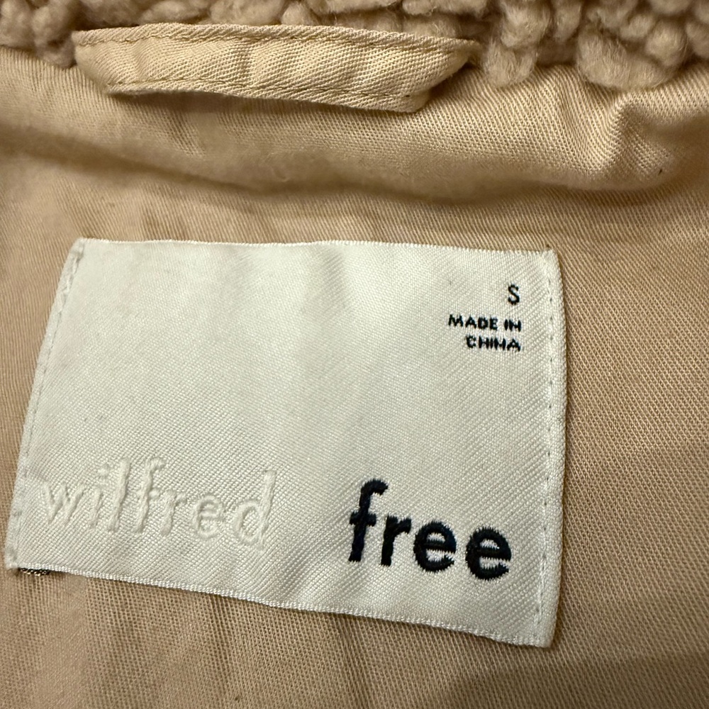 ARITZIA Wilfred Free Tan Teddy Bomber Jacket - Picture 3 of 5